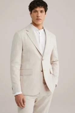 blazer met stretch en visgraatpatroon