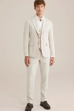 blazer van linnenmix met visgraatpatroon