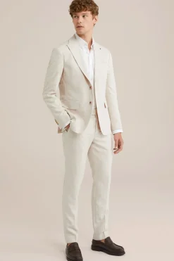 blazer van linnenmix met visgraatpatroon