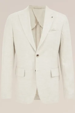 blazer van linnenmix met visgraatpatroon