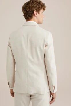 blazer van linnenmix met visgraatpatroon