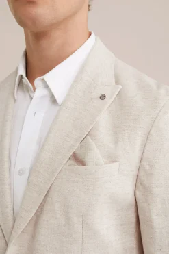 blazer van linnenmix met visgraatpatroon