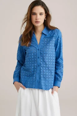 blouse met broderie anglaise