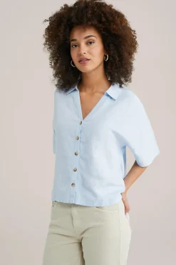 blouse van linnenmix