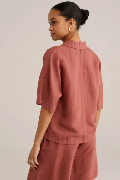 blouse van linnenmix