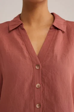 blouse van linnenmix