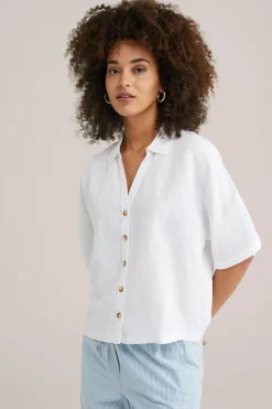 blouse van linnenmix