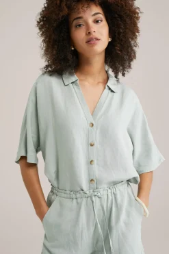 blouse van linnenmix