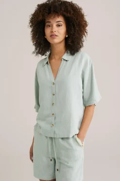 blouse van linnenmix