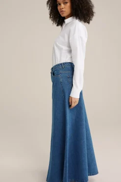 denim maxi rok