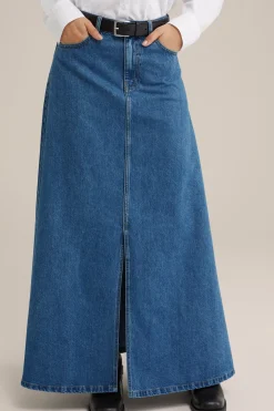 denim maxi rok