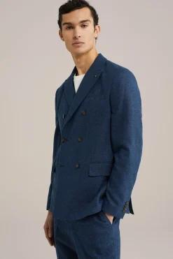 double breasted blazer van linnenmix