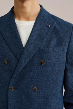 double breasted blazer van linnenmix