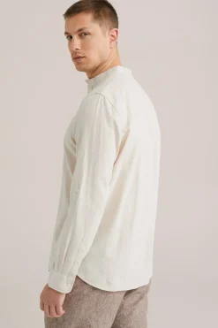 easy care overhemd van linnenmix met mao-kraag