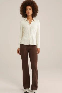 flared jersey broek