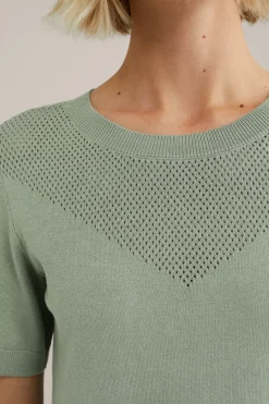 gebreide trui met opengewerkt dessin