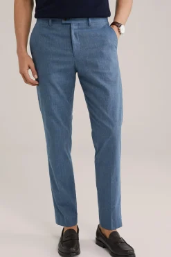 gemêleerde slim fit pantalon van Italiaanse kwaliteit