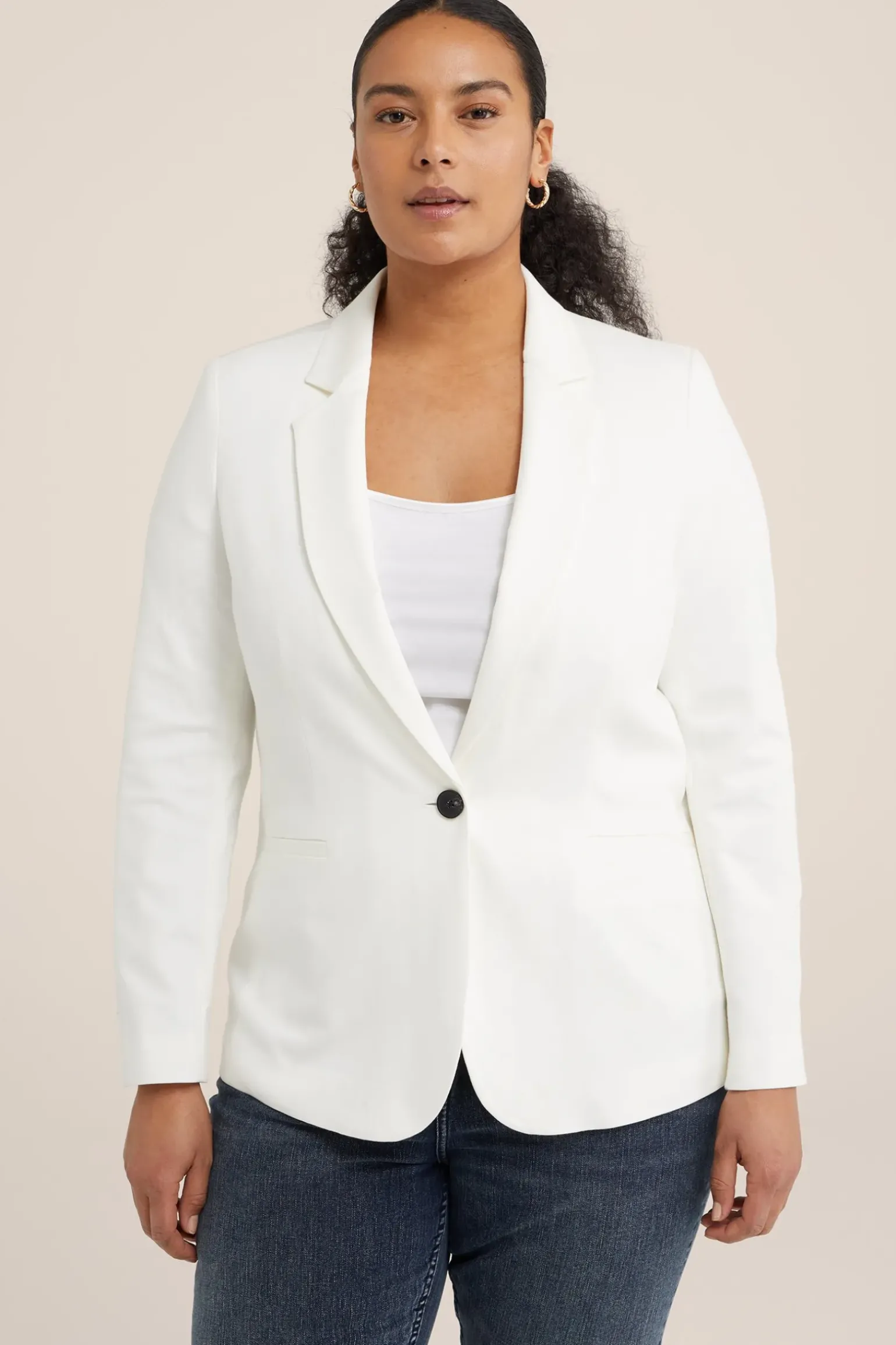 getailleerde jersey stretch blazer - Curve