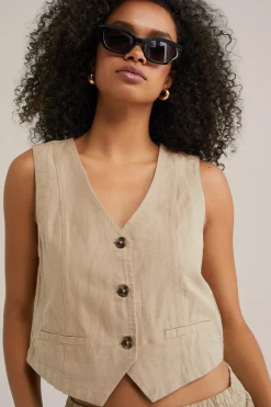 gilet van linnenmix