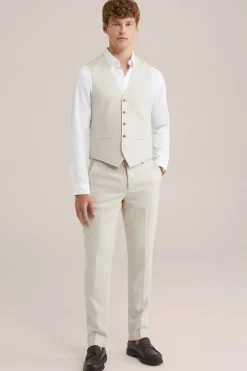 Gilet van linnenmix met visgraatpatroon