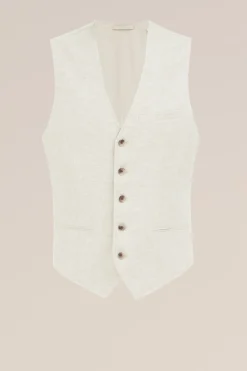 Gilet van linnenmix met visgraatpatroon