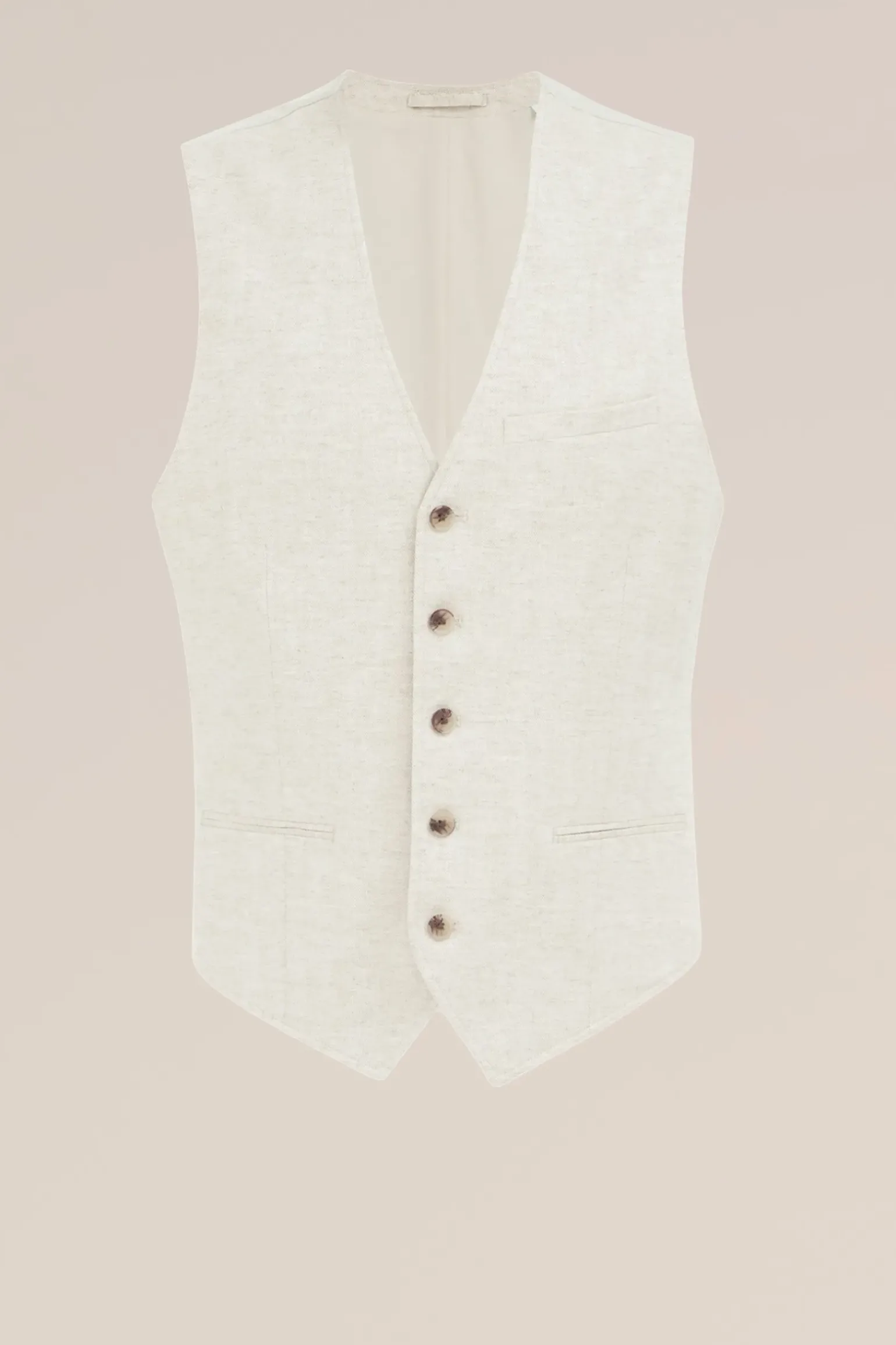 Gilet van linnenmix met visgraatpatroon