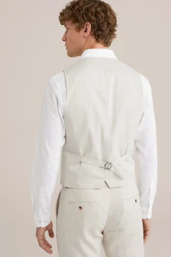 Gilet van linnenmix met visgraatpatroon