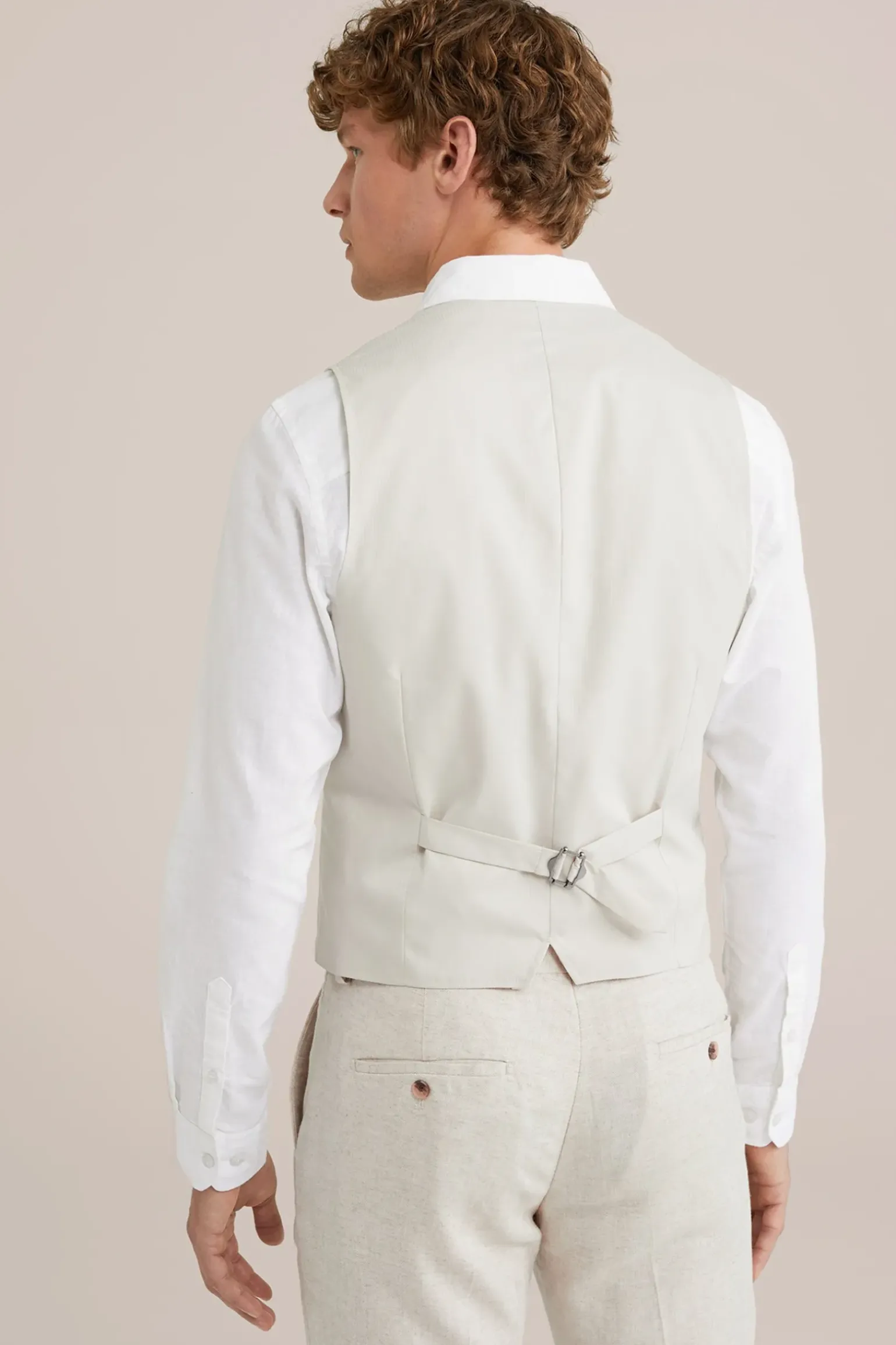 Gilet van linnenmix met visgraatpatroon