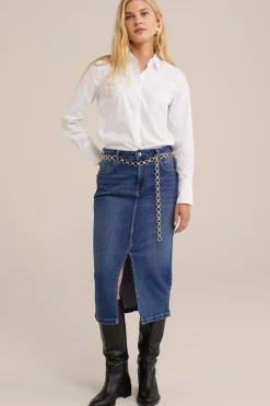 high rise denim rok