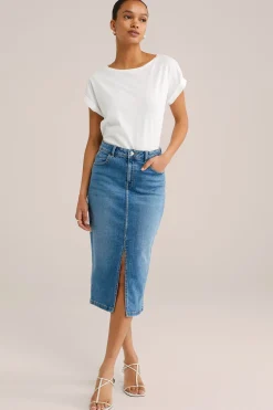 High rise denim rok