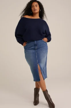 high rise denim rok - Curve