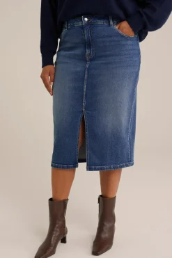 high rise denim rok - Curve