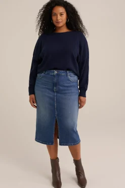 high rise denim rok - Curve