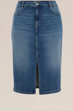 high rise denim rok - Curve