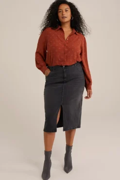 high rise denim rok - Curve