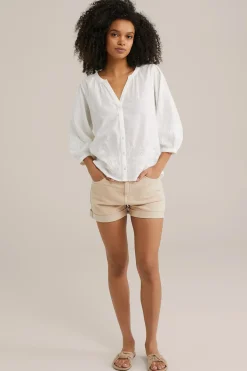 high rise denim short