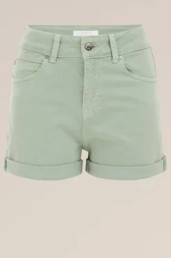 high rise denim short