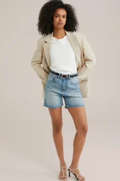 high rise denim short met comfortstretch
