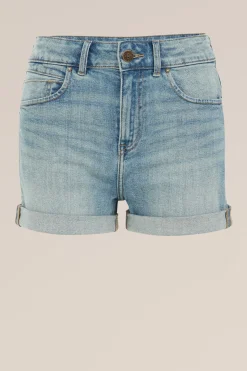 high rise denim short met comfortstretch