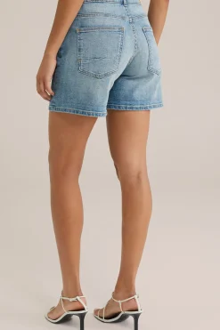 high rise denim short met comfortstretch