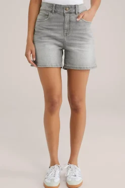 high rise denim short met comfortstretch