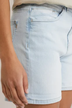 high rise denim short met comfortstretch