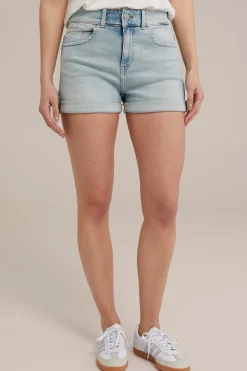 high rise denimshort met comfort stretch