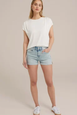 high rise denimshort met comfort stretch