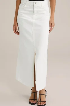 high rise maxi denim rok