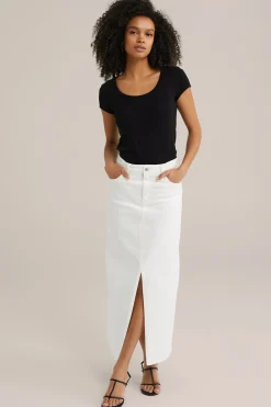 high rise maxi denim rok