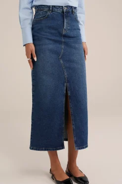 high rise maxi denim rok
