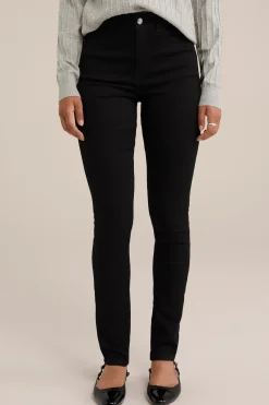high rise skinny jeans met stretch