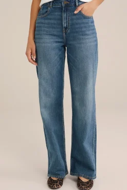 High rise wide leg jeans met stretch