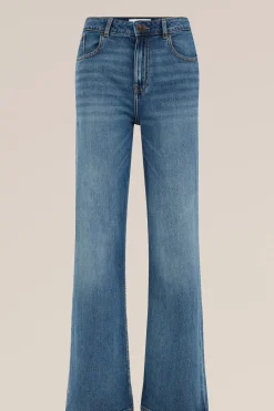 High rise wide leg jeans met stretch